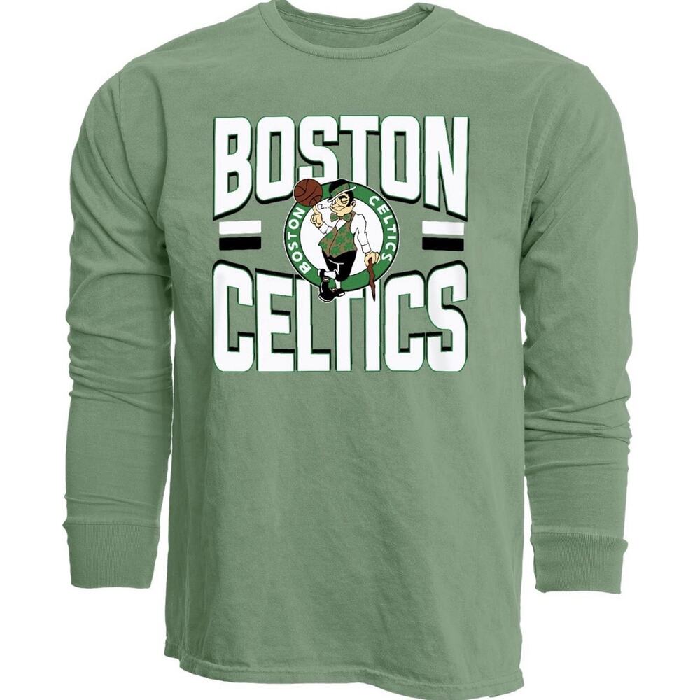 Vintage BOSTON CELTICS Leprechaun Long Sleeve T-Shirt Green XL